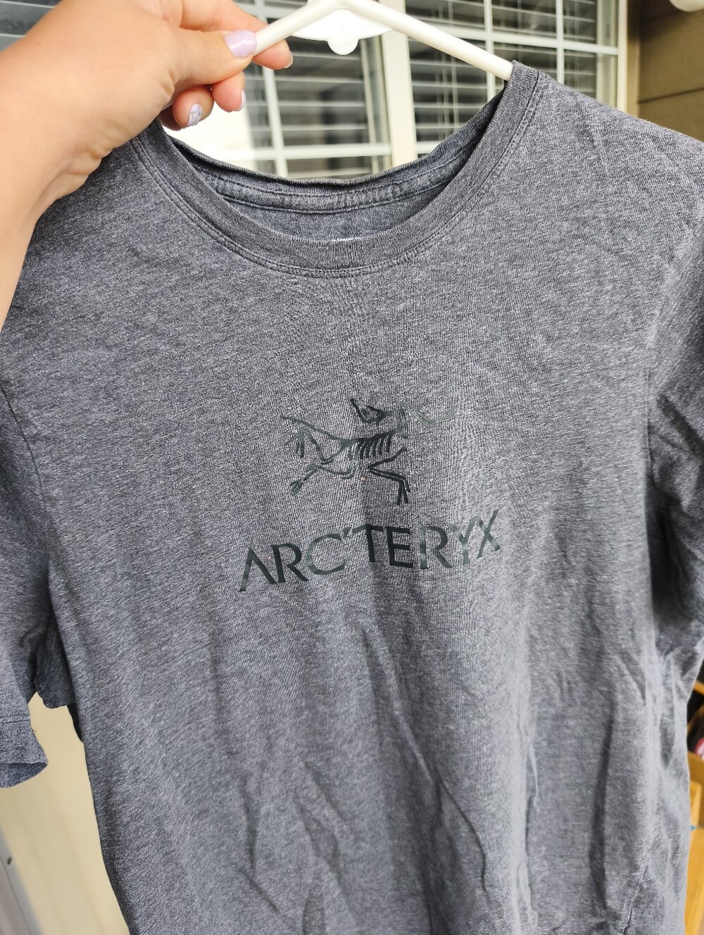 Arc'teryx Men's T-Shirt Size M Gray Skeletal Logo Crew Neck Short Sleeve Cotton